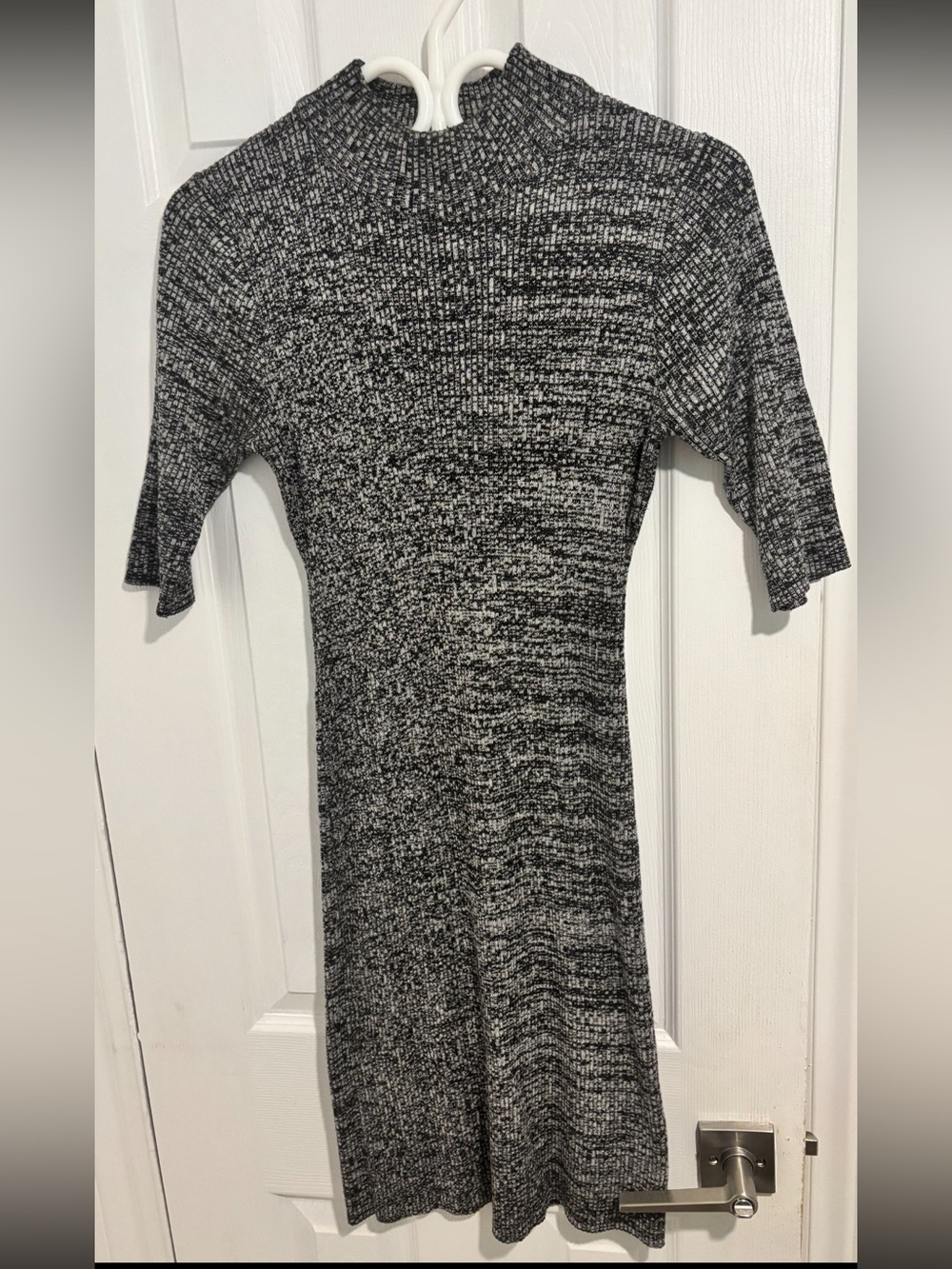 Fashion Magazine Black and White Marled Midi Dress